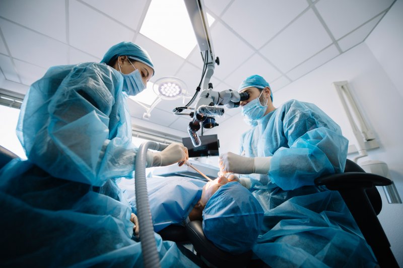 patient undergoing dental implant surgery